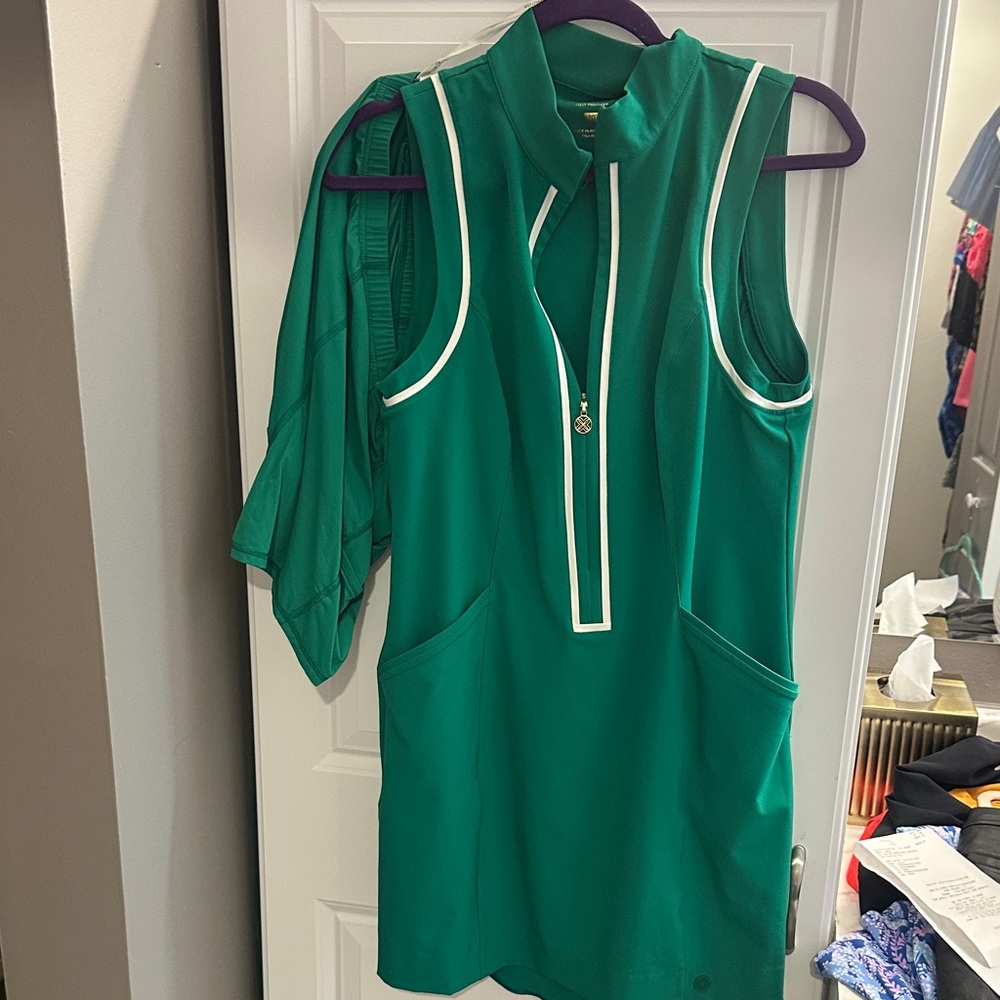 Lilly Pulitzer Green Sleeveless Blouse with White Trim
